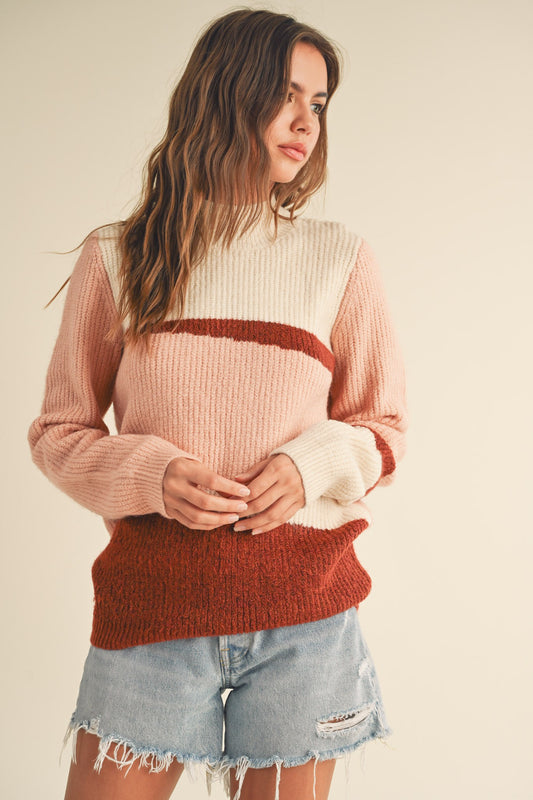 Mauve Colorblock Sweater