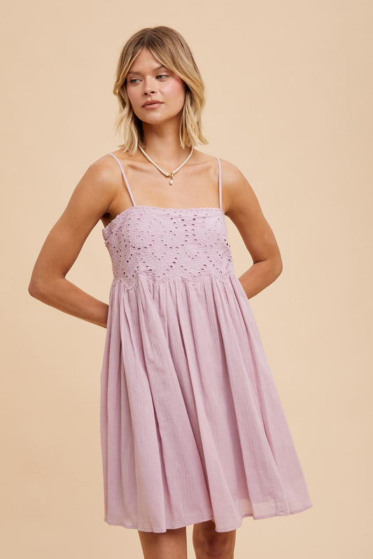 Lavender Eyelet Mini Dress