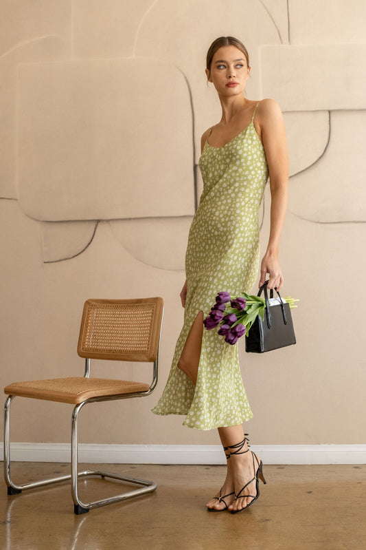 Garden Green Floral Midi Dress