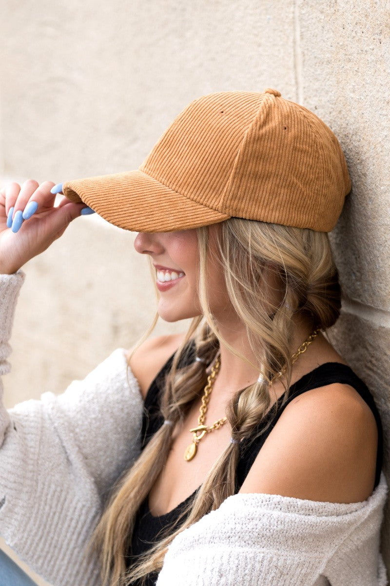 Camel Corduroy Ball Cap